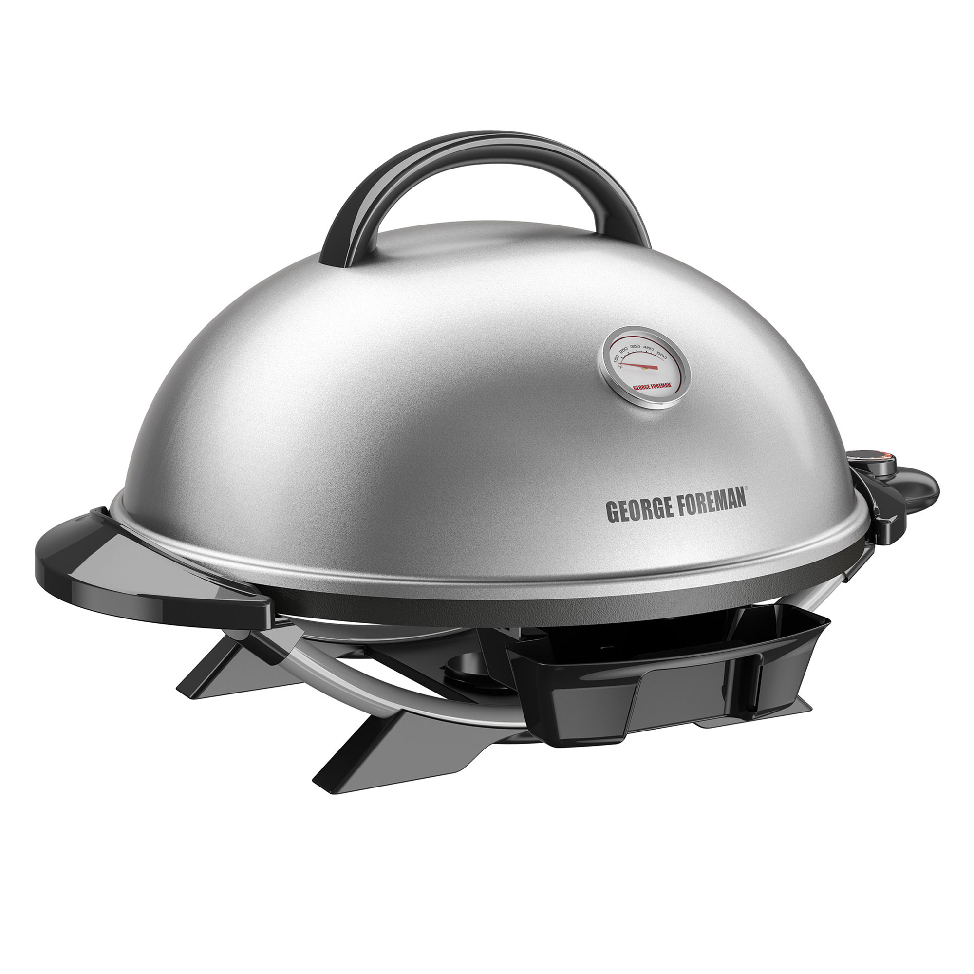 Indoor Outdoor 15 Serving Domed Electric Grill with Temperature Gauge Bonus Grill Cover Silver George Foreman